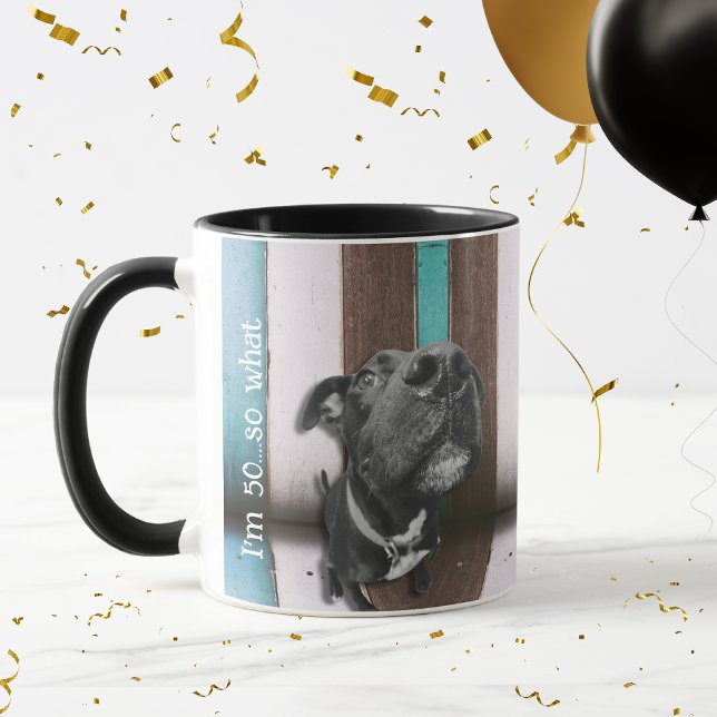 Blå brun, fyndig 50:e Hund nära Mugg (I'm 50....so what!
Happy 50th birthday and celebrate with this matching party collection!)
