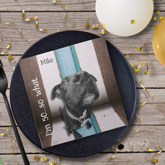 Blå brun, fyndig 50:e Hund nära Pappersservett (I'm 50...so what
Happy 50th birthday. Check out this collection for your next 50th celebration.)