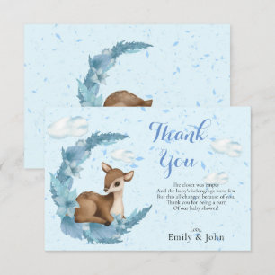 Blå brun lilla Bambi-moln i halvMåne Tack Kort