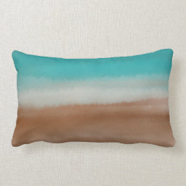 Blå, Brun och Grått Watercolor Rand Mönster Lumbarkudde