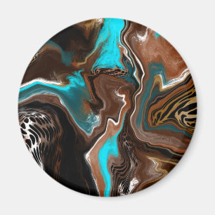 Blå, brun och svart Abstrakt Art Magnet