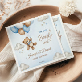 Blå Brun Teddybjörn Ballonger Baby Shower Pappersservett