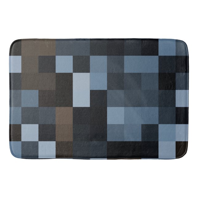blå, brun, tyg, textil, design, rutig, badrumsmatta (Framsidan)