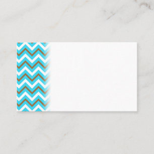 Blå brunvit Zig Zag Linjer Geometric Sea Wave Visitkort