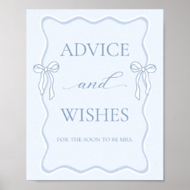 Blå bryllupsslöja Bridal Shower Råd Önskningar Poster