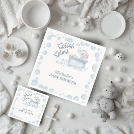 Blå bubbelbad Baby Shower för små djur Pappersservett
