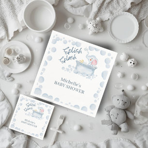 Blå bubbelbad Baby Shower för små djur Pappersservett