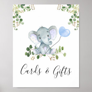 Blå bubbla Elephant Baby Shower Party-tecken Poster