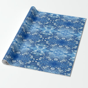 Blå bubblor Abstrakt Ice Vatten Wrapping Papper Presentpapper