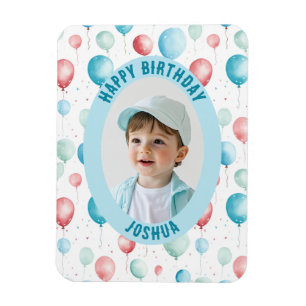 Blå bubblor Grattis på födelsedagen-foto Magnet