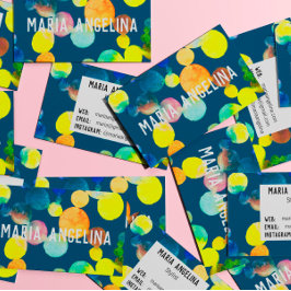 Blå bubblor i Gulten Fack och punkter Visitkort