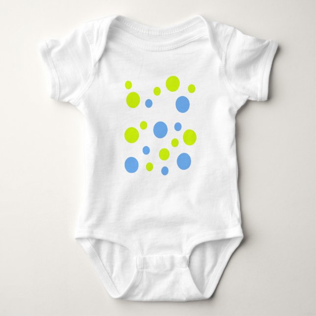 Blå bubblor i lycklig Funky Gult Tee Shirt (Framsida)