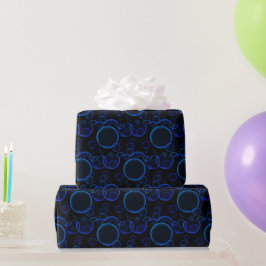 Blå bubblor på svart presentpapper