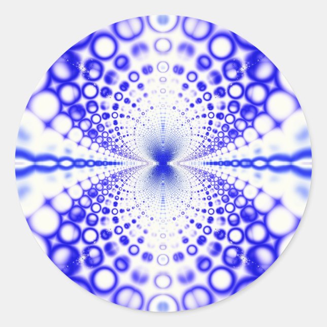 Blå bubblor runt klistermärke (Framsida)
