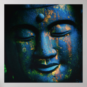 Blå Buddha om fred Poster