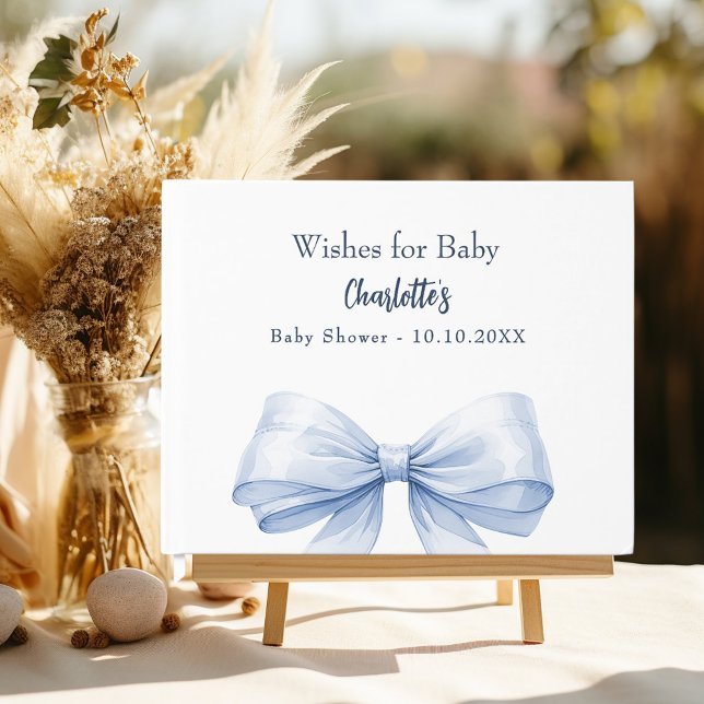 Blå buktvit önskemål Baby Shower Gästböcker (Skapare uppladdad)
