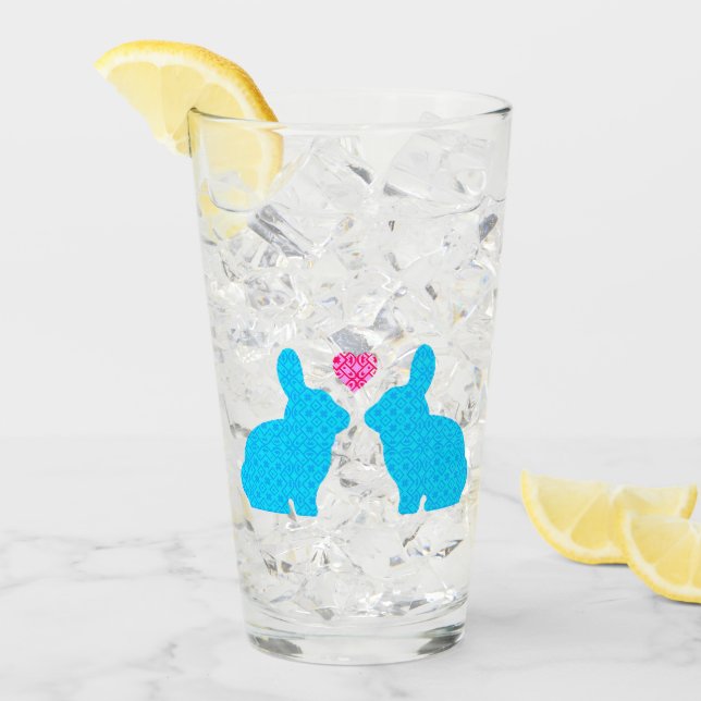 Blå bunnies och Rosa Heart Glaskopp (Framsida Ice)