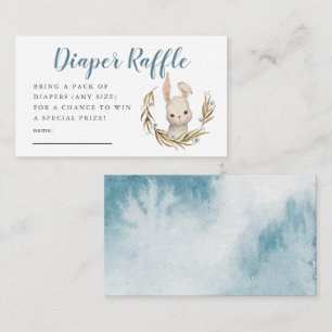 Blå bunny babyskor Diaper Raffle Biljett Tilläggskort