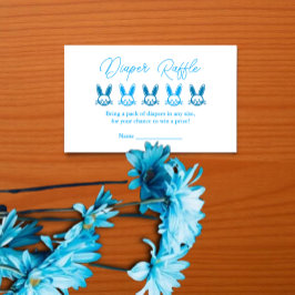 Blå bunny babyskor Diaper Raffle Tilläggskort