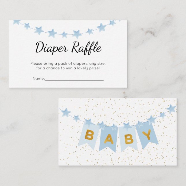 Blå bunt Flaggor Babyskor Diaper Raffle Tilläggskort (Fram/baksida)