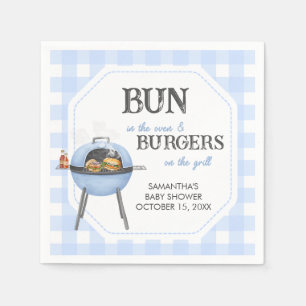 Blå Burger BBQ Baby Shower Pappersservett