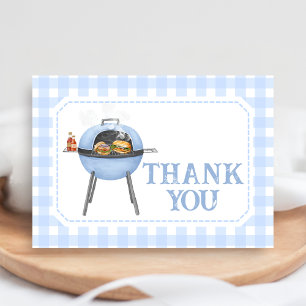 Blå Burger BBQ Baby Shower Tack Kort