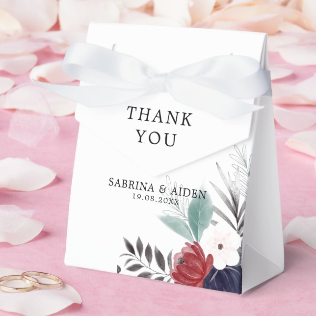 Blå burgundy röd gotin Blommigt Bröllop Presentaskar (Bröllop)