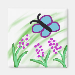 Blå butenterblommor magnet