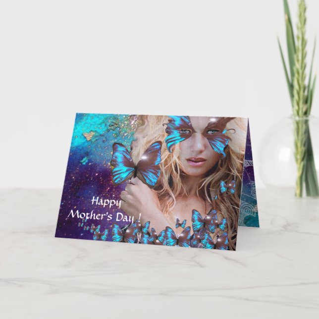 BLÅ BUTTRYCKLIGEN I TEAL GRÖNT GULD SPARKLES KORT (Framsida)