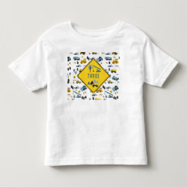 Blå byggtruckar och byggarbetsplatsens tema mönste t shirt