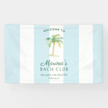 Blå Cabana-ränder Palm Beach Bach-klubb Välkommen