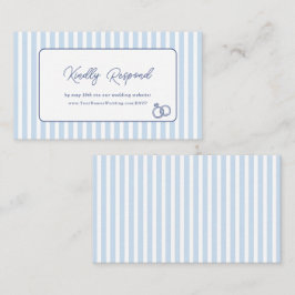 Blå Cabana-randig minimalistisk bröllopswebbplats  Tilläggskort