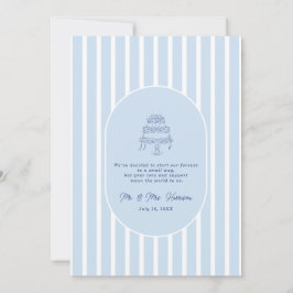 Blå Cabana-randig Minimalistisk Elopement Inbjudningar