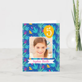 Blå Cactus Desert Plants Fotofödelsedag Tack Kort