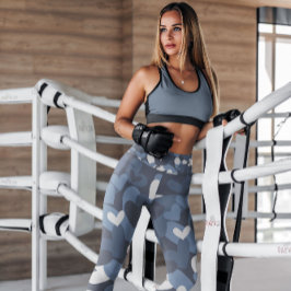 Blå Camo Hearts Patterned | Lagar Leggings