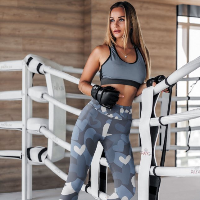 Blå Camo Hearts Patterned | Lagar Leggings (Skapare uppladdad)