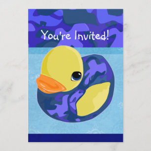 Blå Camo Rubber Ducky Inbjudningar