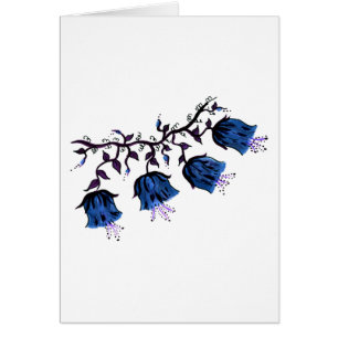 Blå Canterbury Klockor Vine Flowers Sympathy Card Hälsningskort