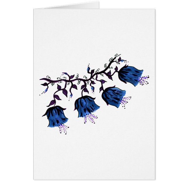 Blå Canterbury Klockor Vine Flowers Sympathy Card Hälsningskort (Framsidan)