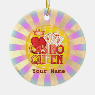 Blå Casino Queen Julgransprydnad Keramik