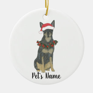 Blå Cattledog Heeler Jul Julgransprydnad Keramik