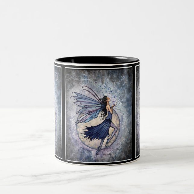 Blå Celestial Fairy-Mugg av Molly Harrison Två-Tonad Mugg (Center)