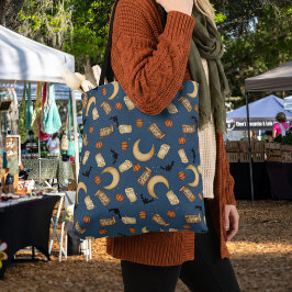 Blå Celestial Halloween Häxig Mån Totebag Tygkasse