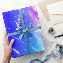 Blå Celestiala Underverk Födelsedagspresent Omslag Presentpapper