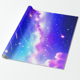 Blå Celestiala Underverk Födelsedagspresent Omslag Presentpapper