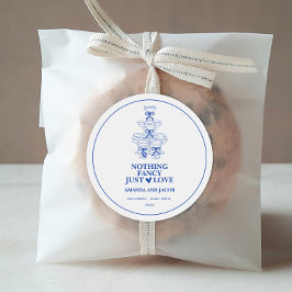 Blå Champagnetorn Inget Tjafs Bara Kärlek Runt Klistermärke