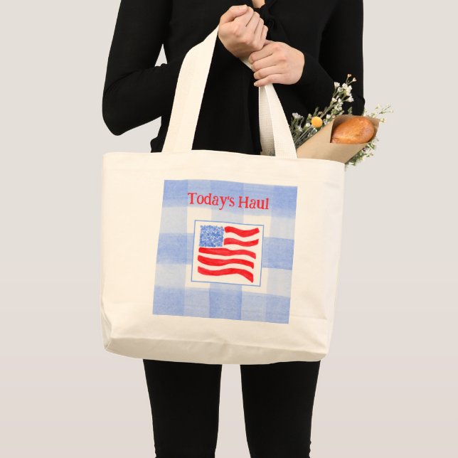 Blå check Väggmålning USA Flagga  Jumbo Tygkasse (Framsida (produkt))