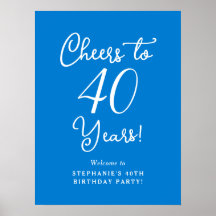 Blå Cheers till 40-års födelsedags välkomstskylt