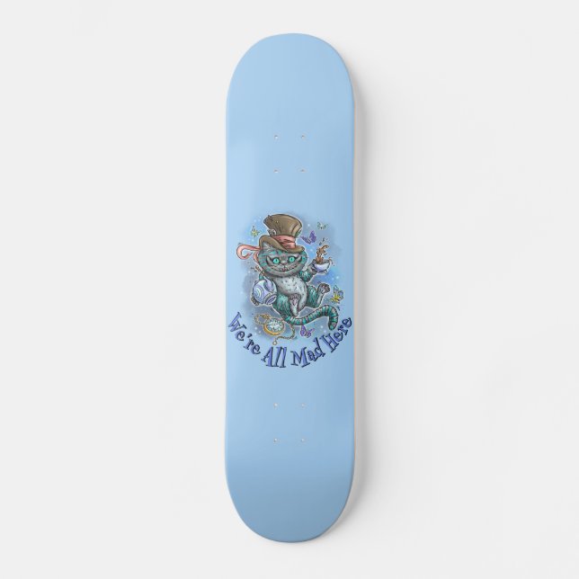 Blå Cheshirekatt  Mini Skateboard Bräda 18,5 Cm (Framsida)