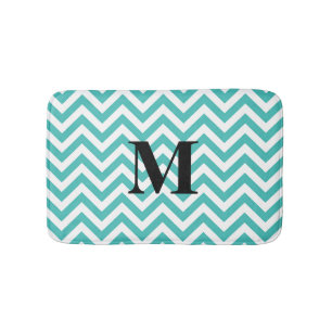 Blå Chevron med monogram Badrumsmatta